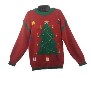 Vintage Design Zone Ugly Christmas Sweater Christmas Tree With Buttons Size Med